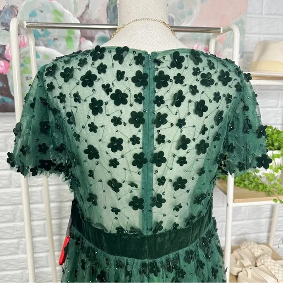 Mac Duggal EMBELLISHED BUTTERFLY SLEEVE VELVET HEM MIDI DRESS size 12 NWT - Picture 8 of 11